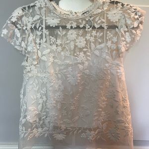 Aqua lace blouse with built in tank top. Size XS.